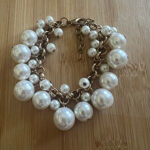 Vintage Faux White Pearl Cluster Bracelet
